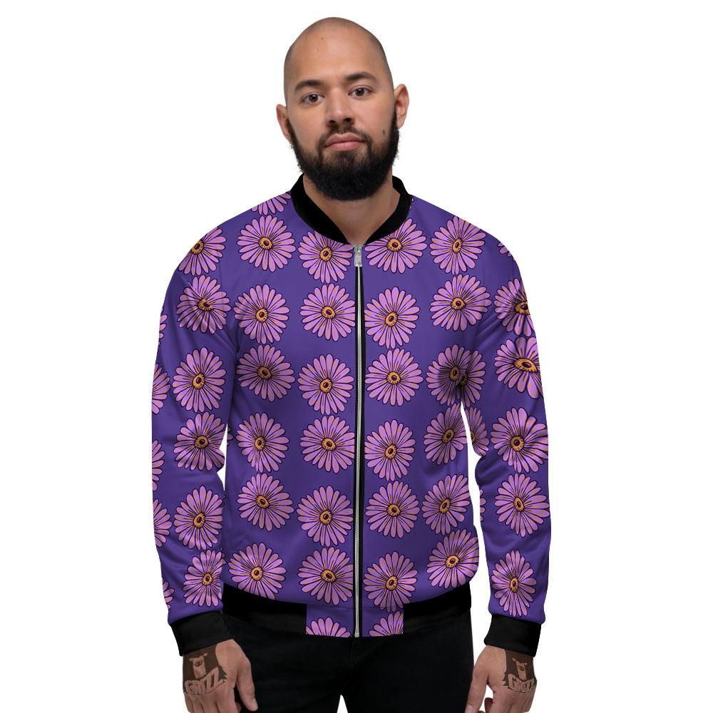 Sunflower Purple Print Pattern Men's Bomber Jacket-grizzshop