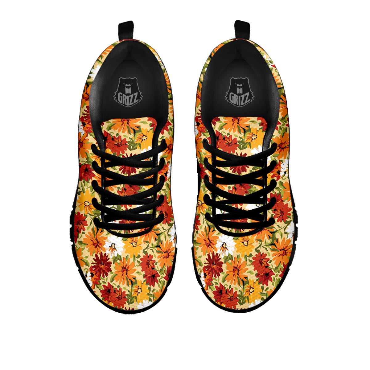 Sunflower Red Print Pattern Black Sneaker-grizzshop