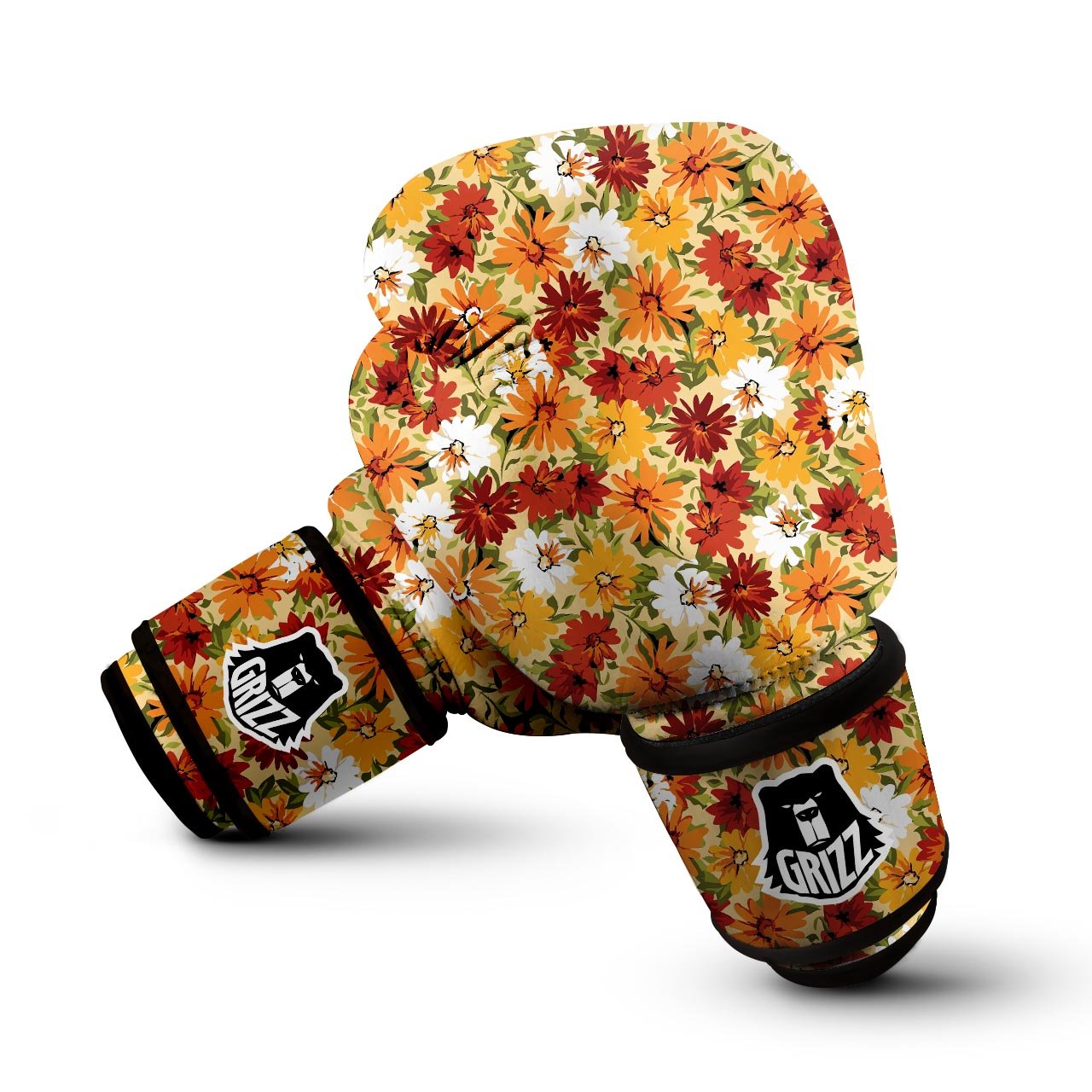 Sunflower Red Print Pattern Boxing Gloves-grizzshop