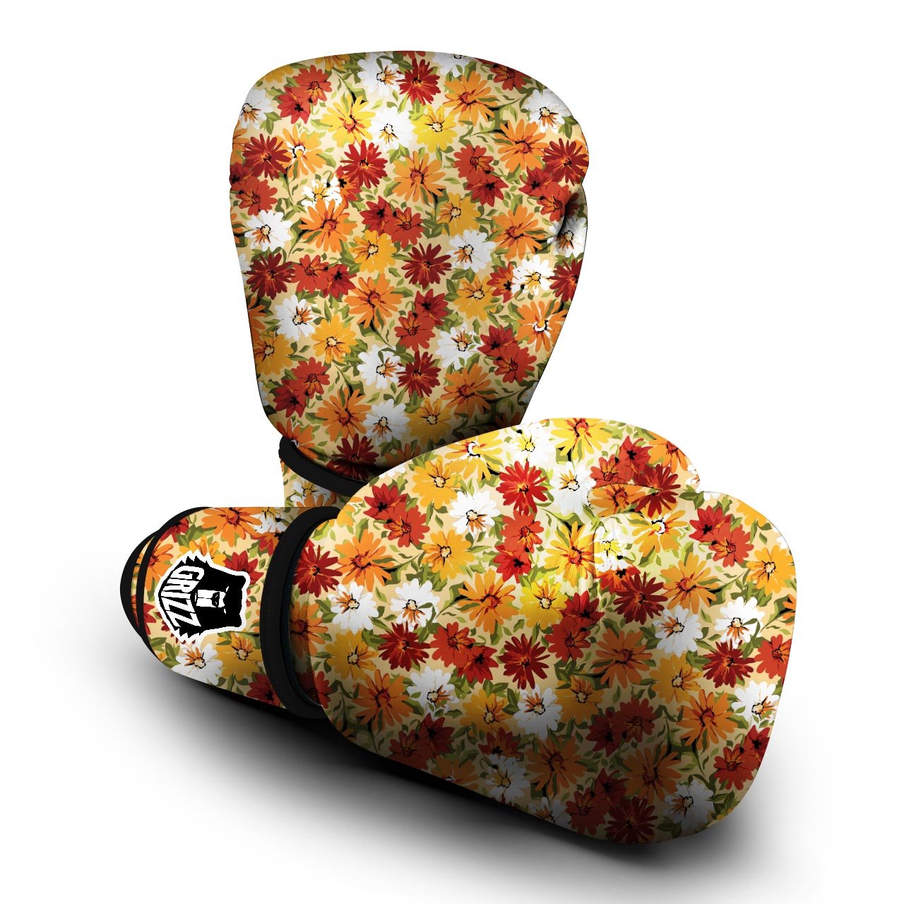 Sunflower Red Print Pattern Boxing Gloves-grizzshop