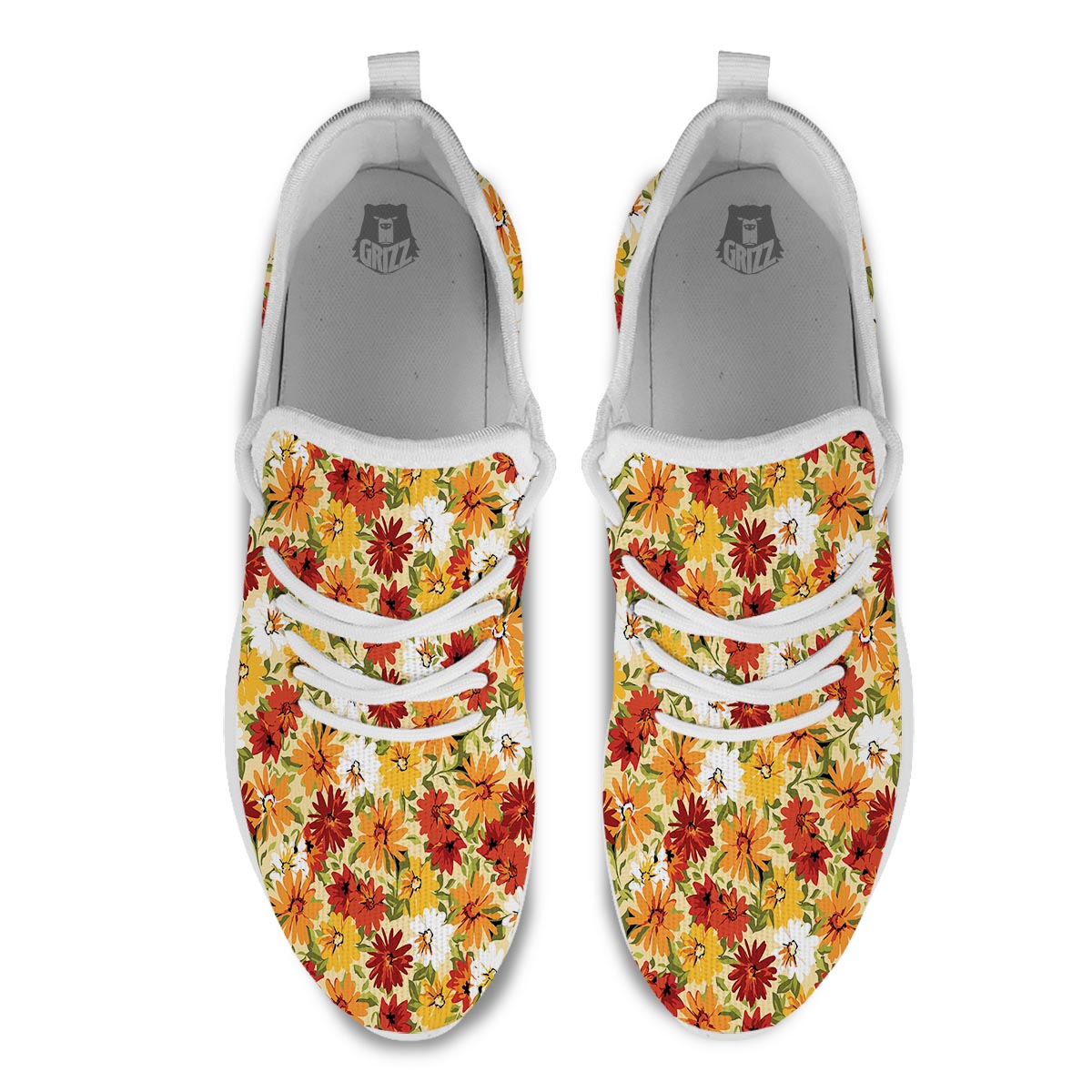 Sunflower Red Print Pattern White Athletic Shoes-grizzshop