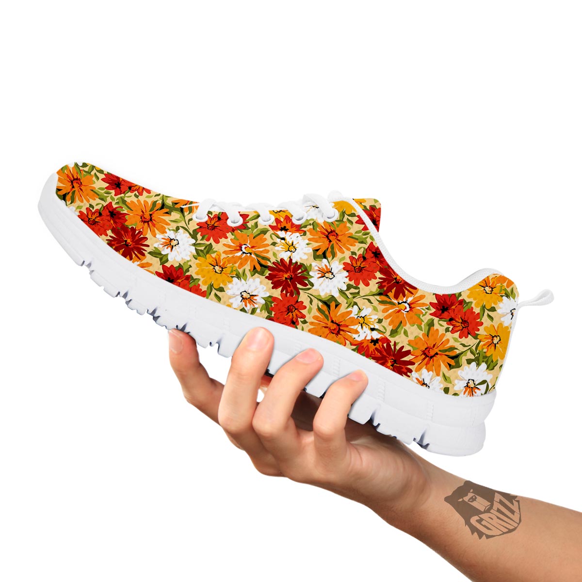 Sunflower Red Print Pattern White Sneaker-grizzshop