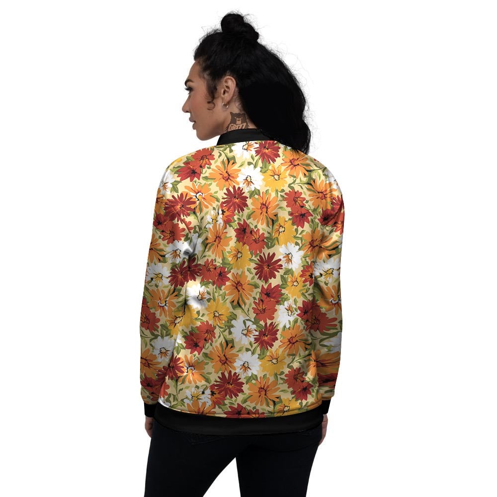 Sunflower Red Print Pattern Women's Bomber Jacket-grizzshop