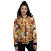 Sunflower Red Print Pattern Women's Bomber Jacket-grizzshop