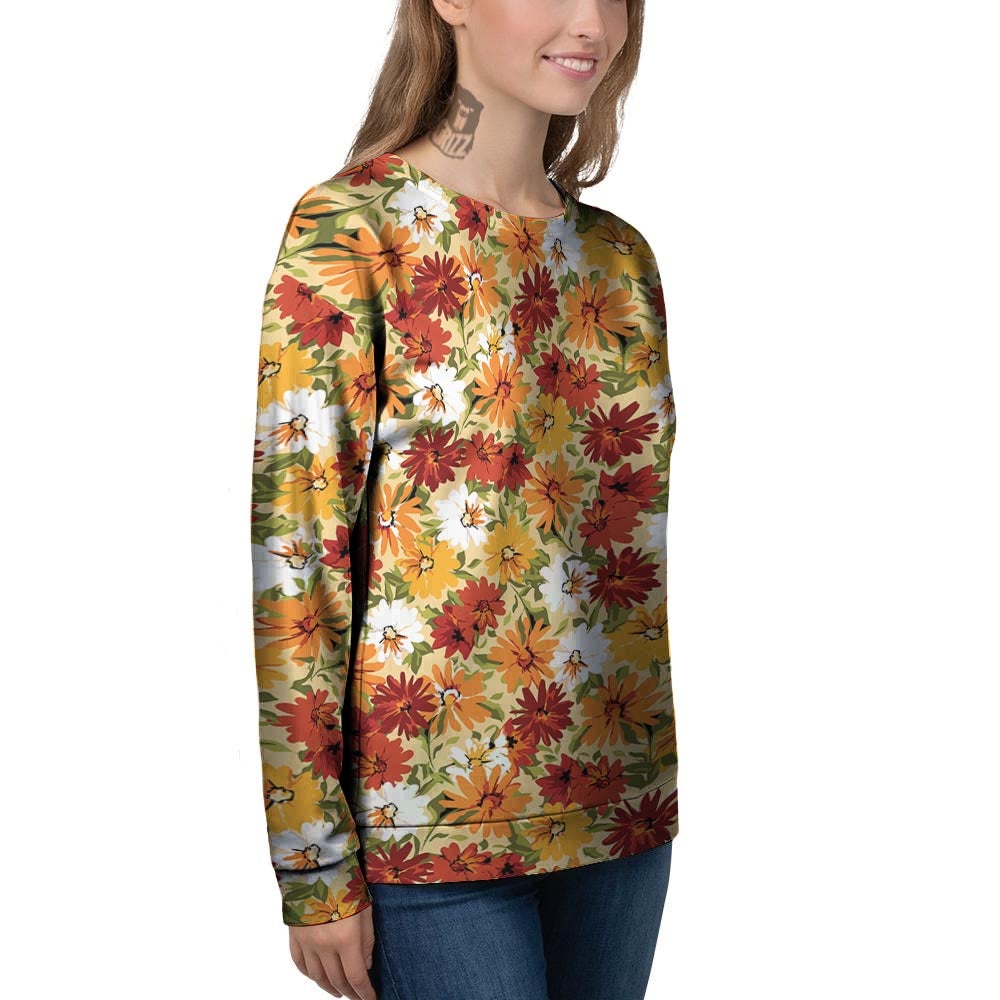 Sunflower Red Print Pattern Women's Sweatshirt-grizzshop