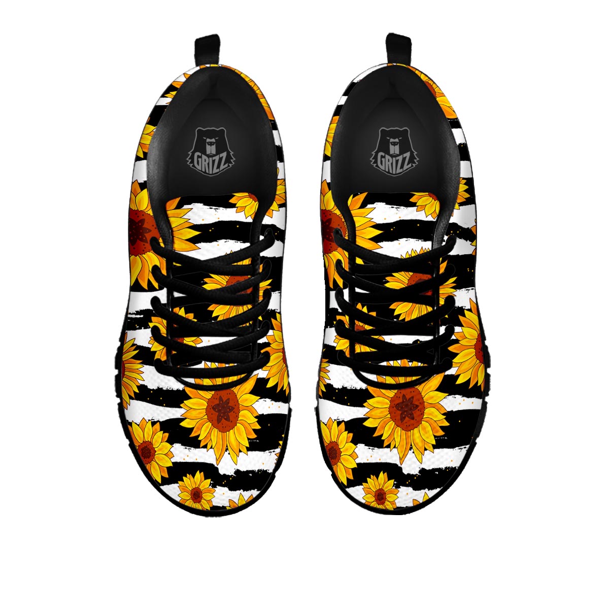 Sunflower Stripe Print Pattern Black Sneaker-grizzshop