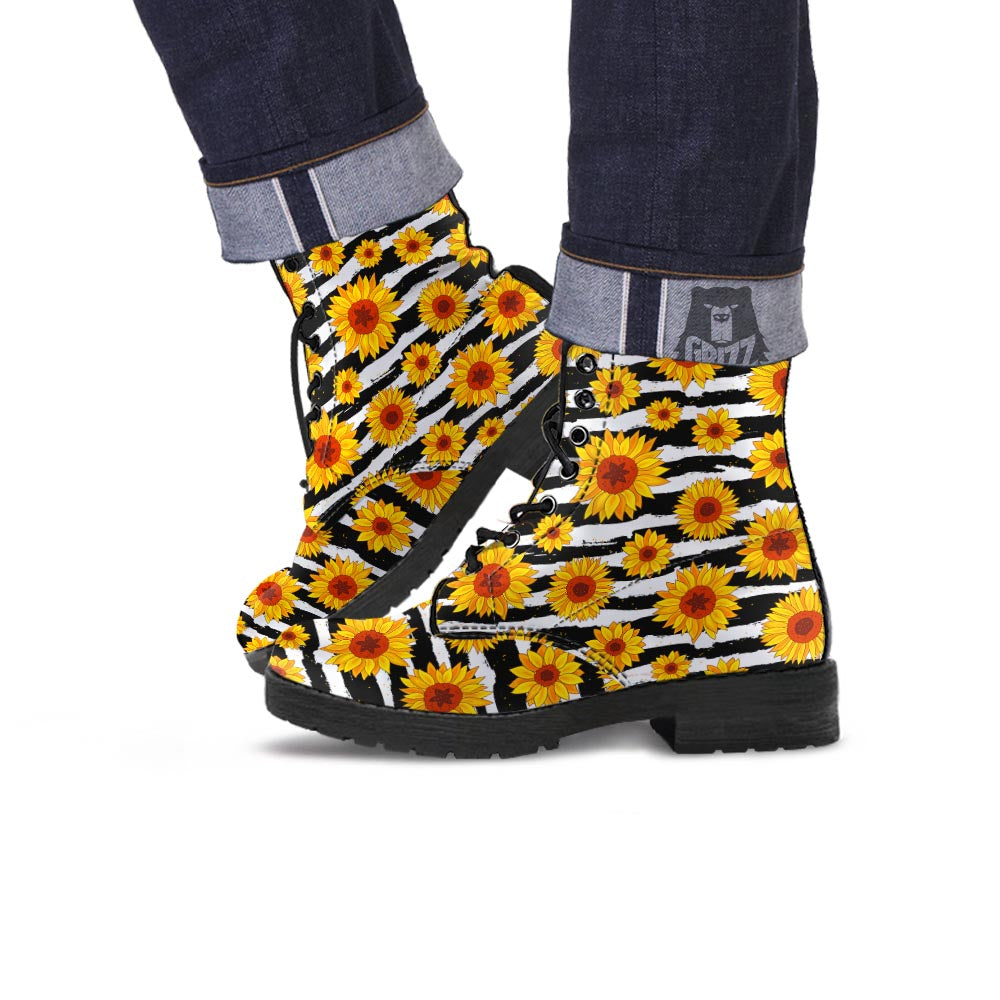 Sunflower Stripe Print Pattern Leather Boots-grizzshop