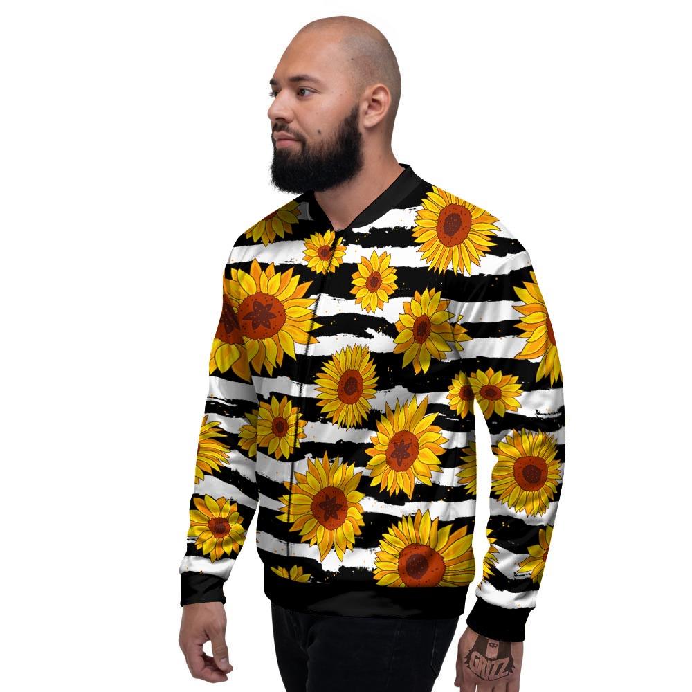 Sunflower Stripe Print Pattern Men's Bomber Jacket-grizzshop