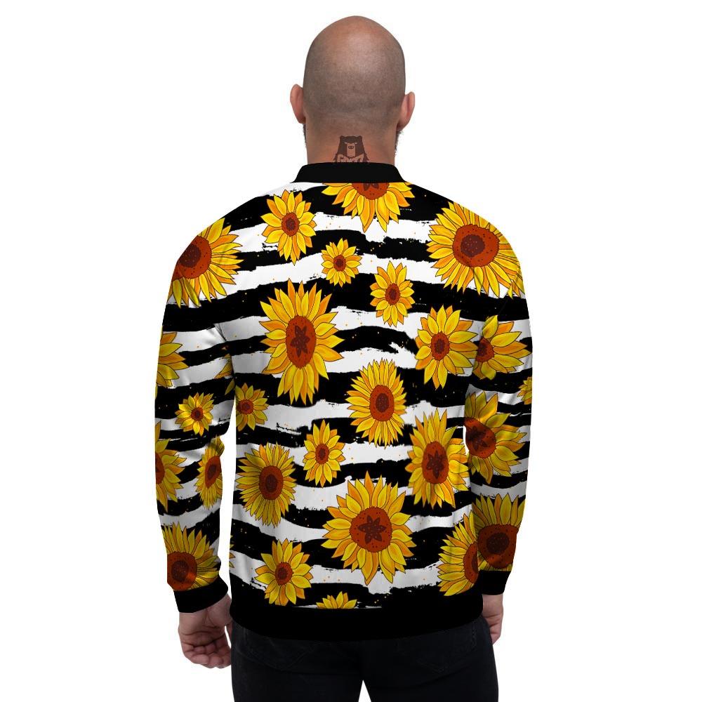 Sunflower Stripe Print Pattern Men's Bomber Jacket-grizzshop