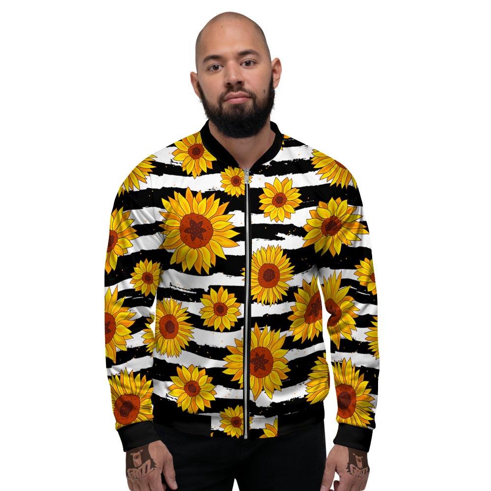 Sunflower Stripe Print Pattern Men's Bomber Jacket-grizzshop