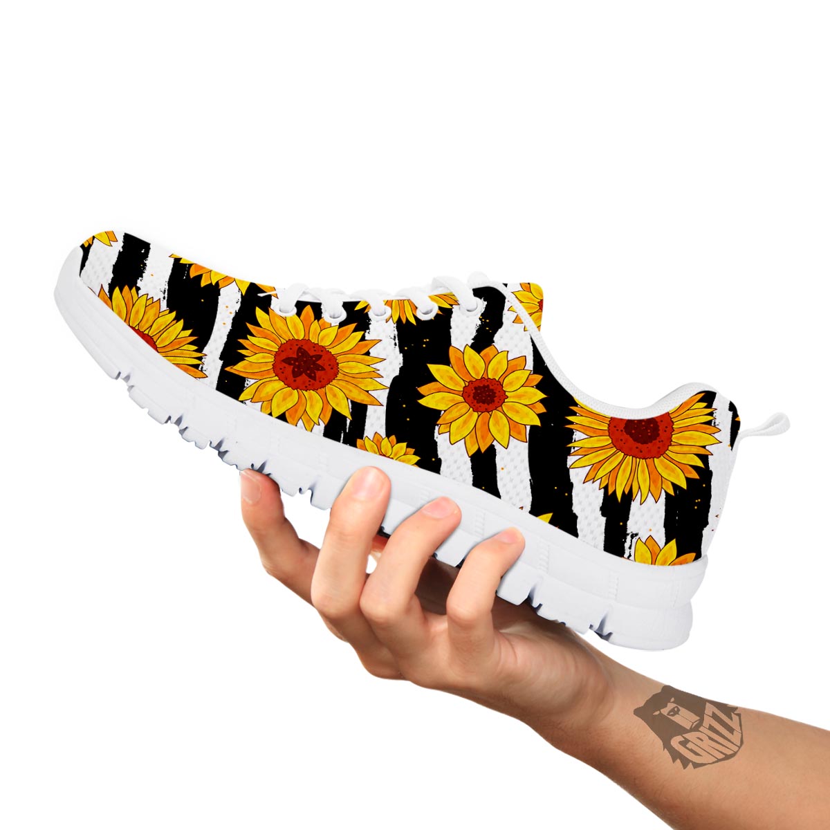 Sunflower Stripe Print Pattern White Sneaker-grizzshop