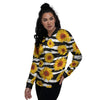 Sunflower Stripe Print Pattern Women's Bomber Jacket-grizzshop