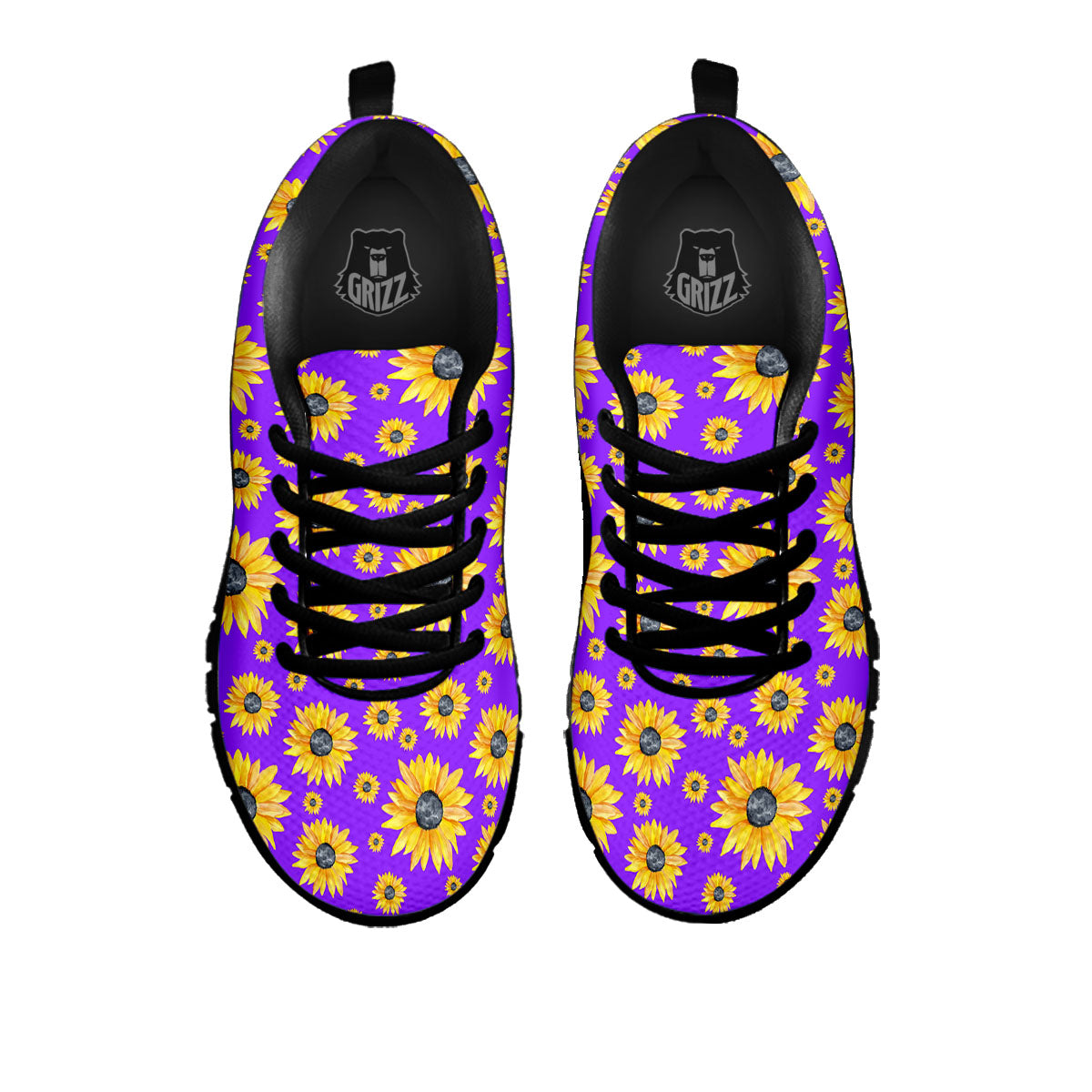 Sunflower Trippy Purple Print Pattern Black Sneaker-grizzshop