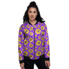 Sunflower Trippy Purple Print Pattern Women's Bomber Jacket-grizzshop