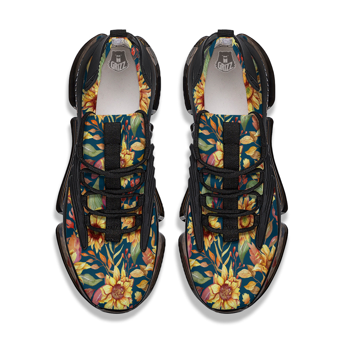 Sunflower Vintage Print Pattern Black Gym Shoes-grizzshop