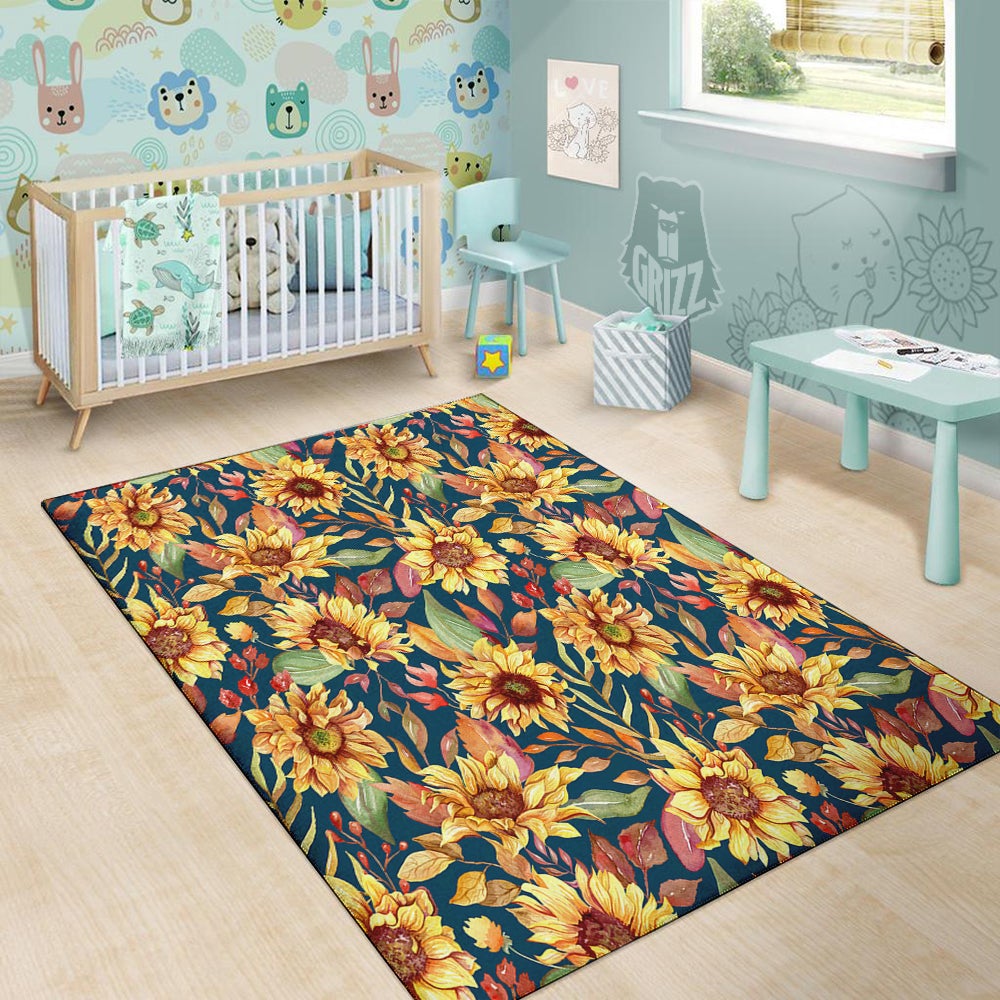 Sunflower Vintage Print Pattern Floor Mat-grizzshop