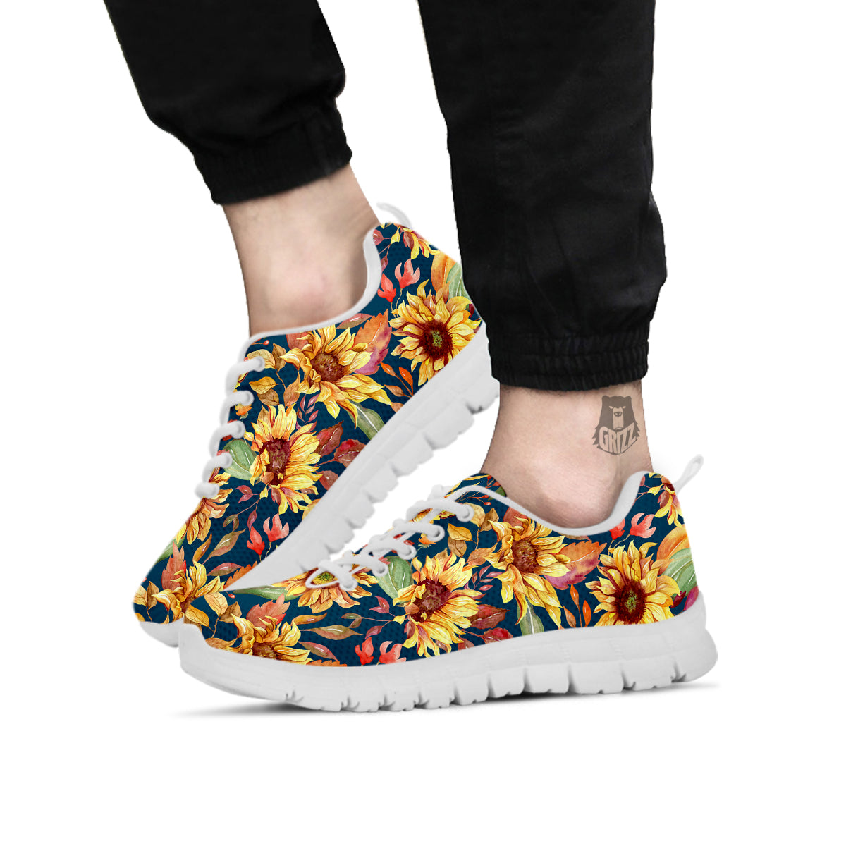 Sunflower Vintage Print Pattern White Sneaker-grizzshop