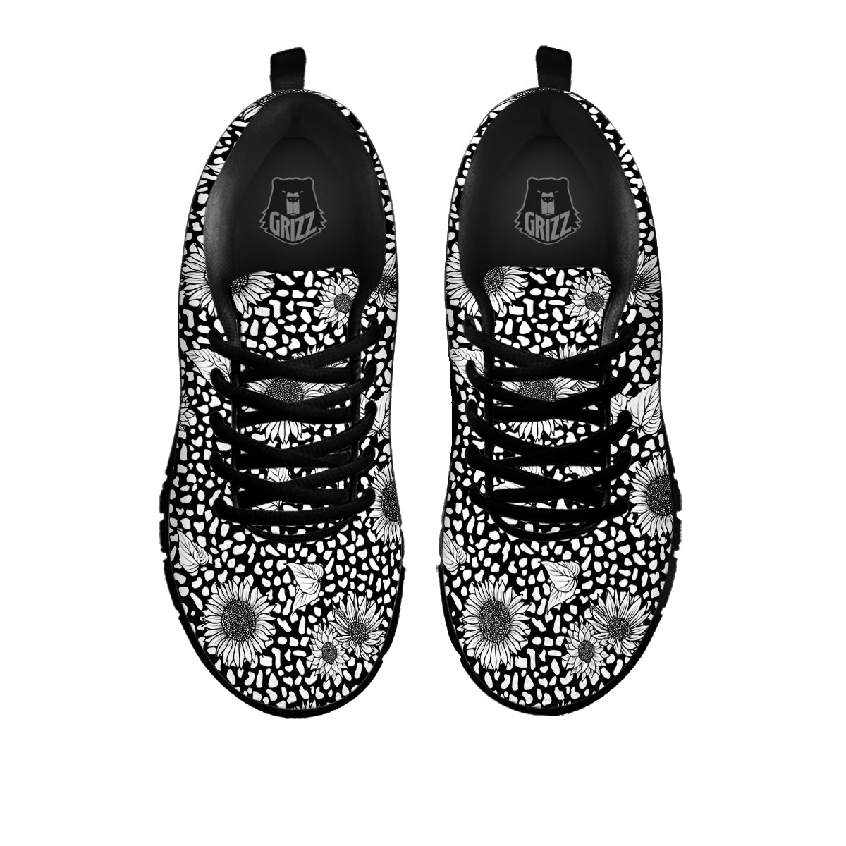 Sunflower White And Black Print Pattern Black Sneaker-grizzshop