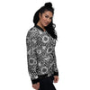 Sunflower White And Black Print Pattern Women's Bomber Jacket-grizzshop