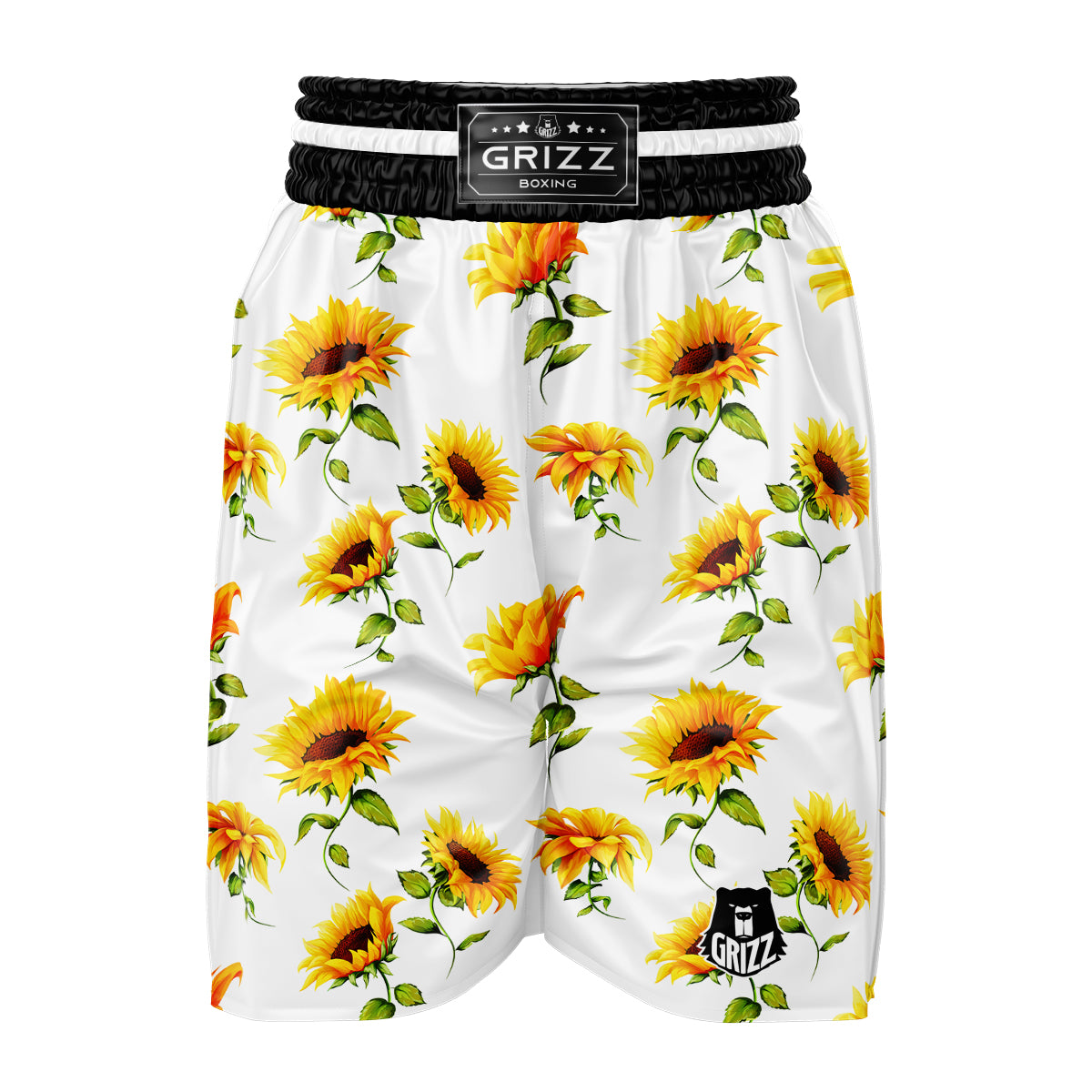 Sunflower White Watercolor Print Pattern Boxing Shorts