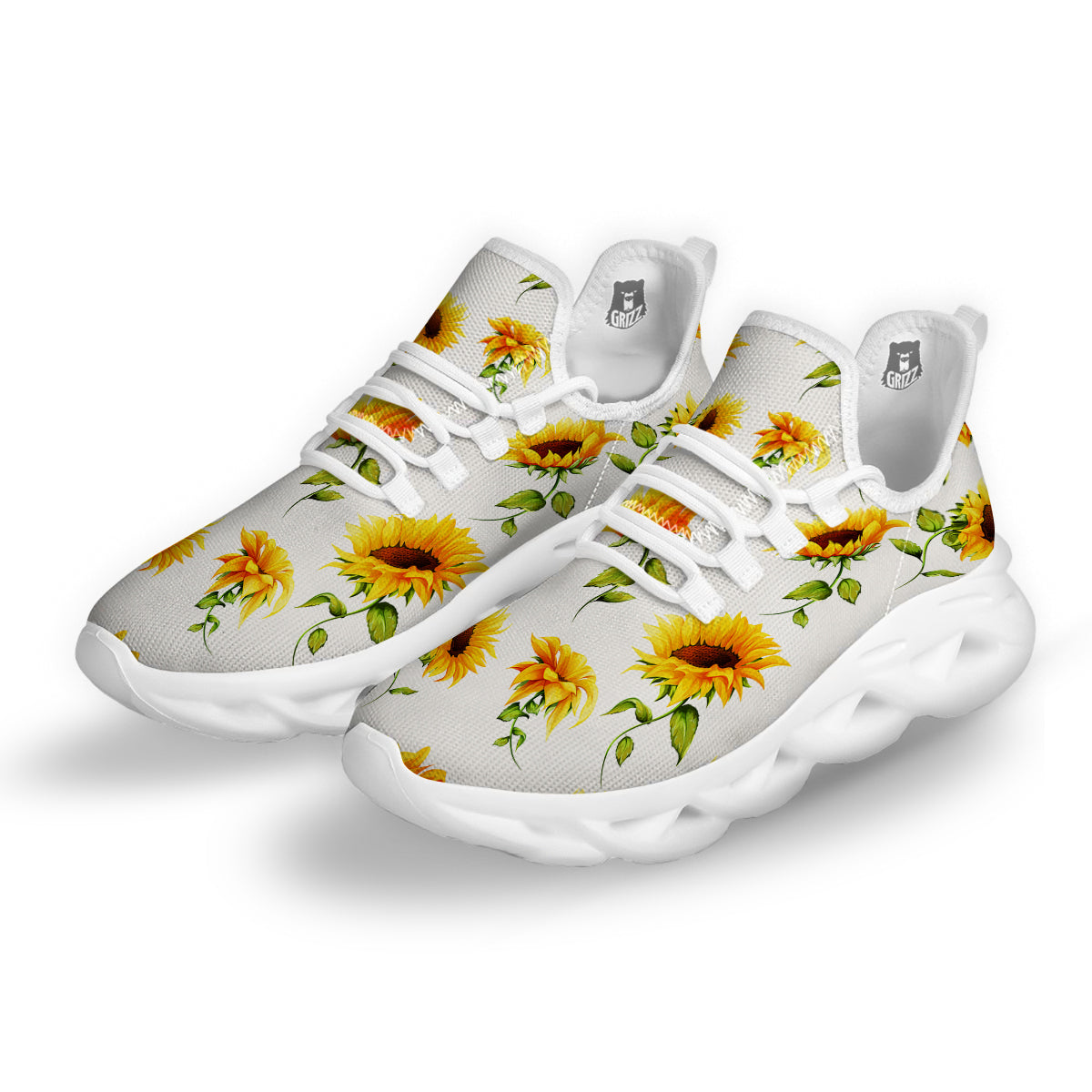 Sunflower White Watercolor Print Pattern White Running Shoes-grizzshop