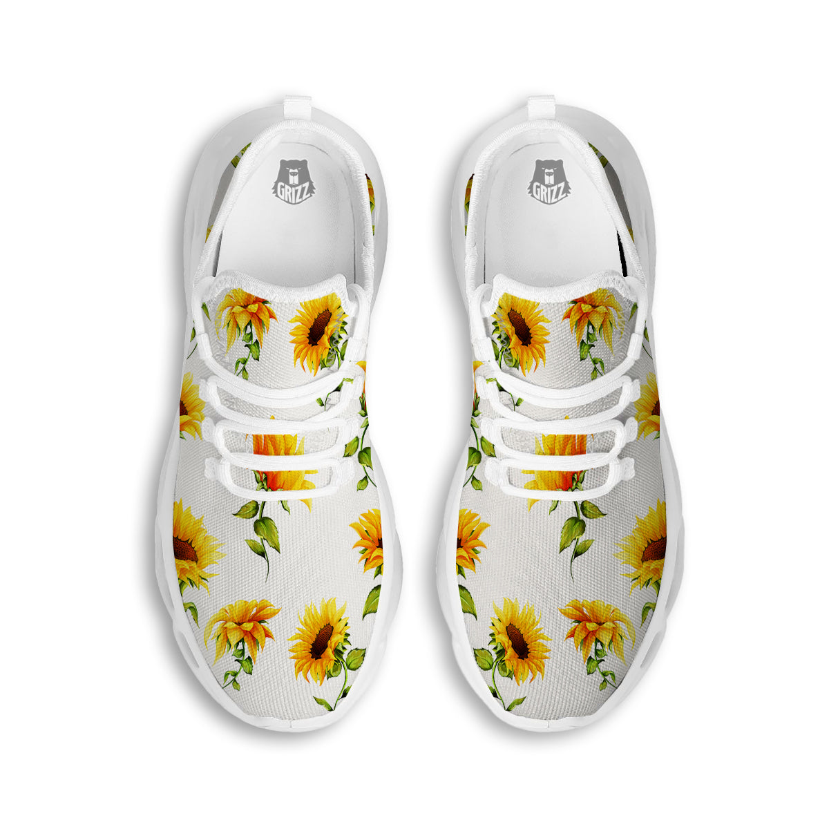 Sunflower White Watercolor Print Pattern White Running Shoes-grizzshop