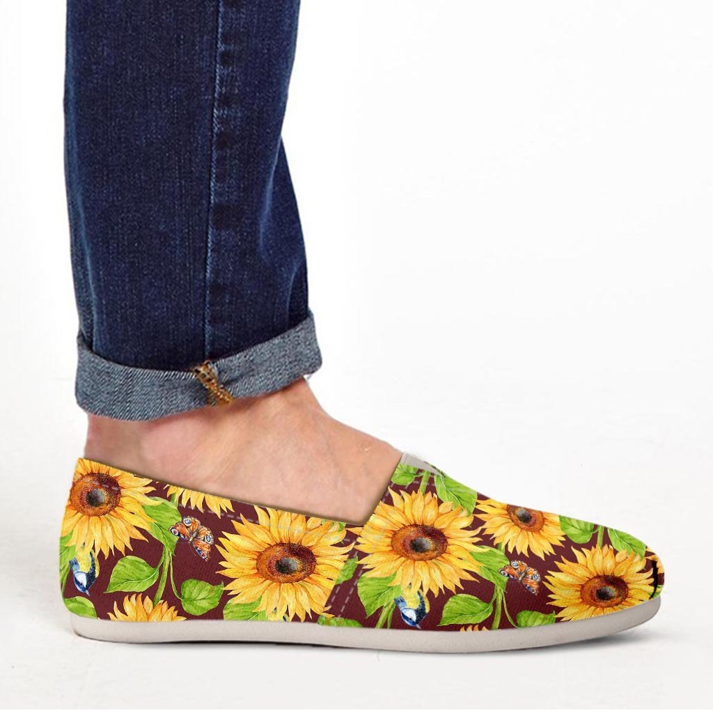 Sunflower With Bird And Butterfly Canvas Shoes-grizzshop