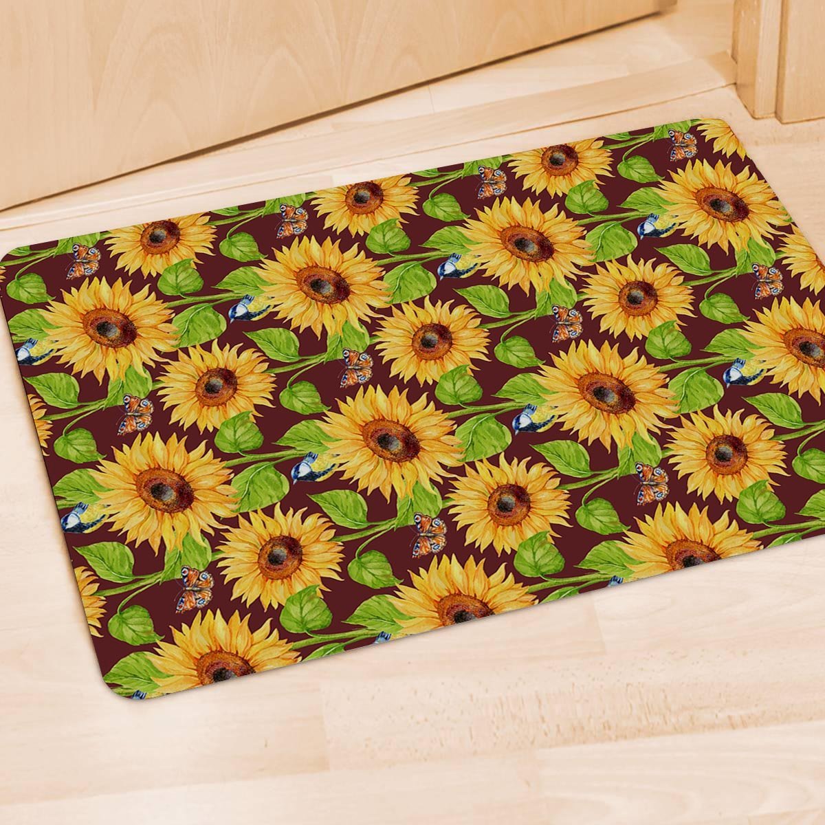 Sunflower With Bird And Butterfly Door Mat-grizzshop
