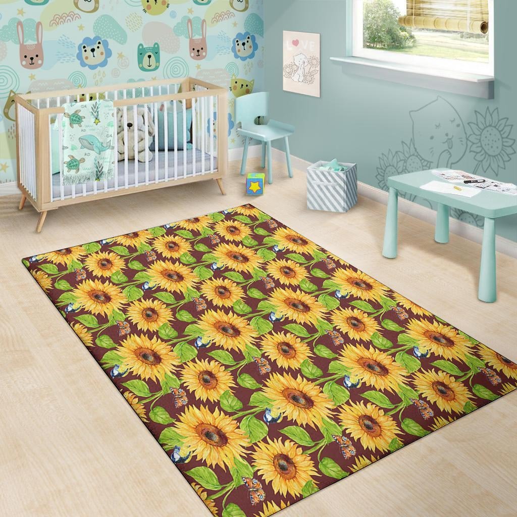 Sunflower With Bird And Butterfly Floor Mat-grizzshop