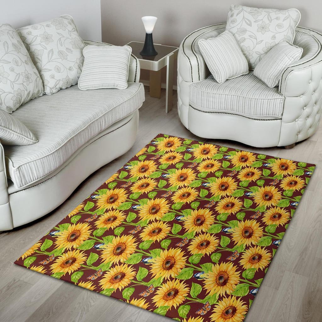 Sunflower With Bird And Butterfly Floor Mat-grizzshop