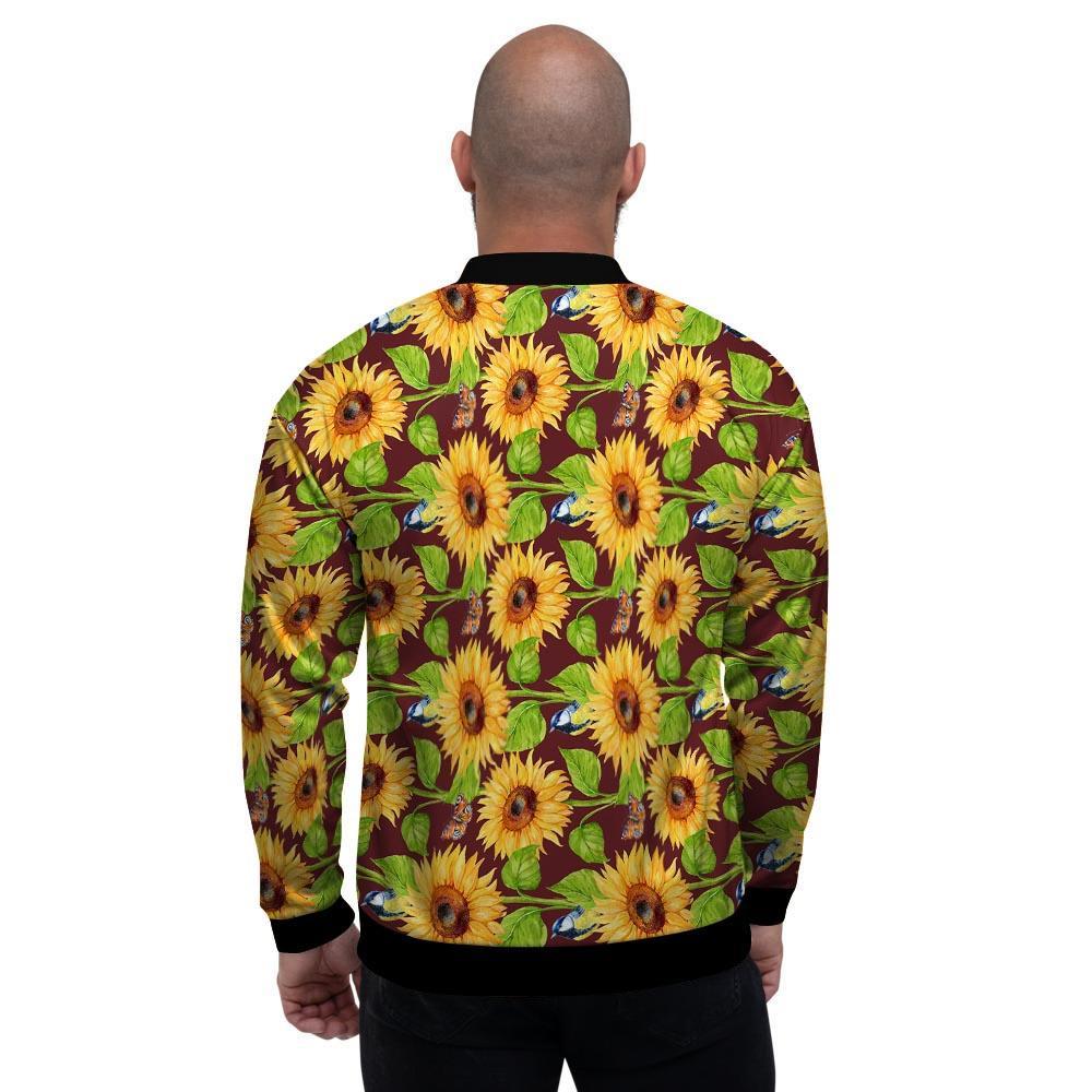 Sunflower With Bird And Butterfly Men's Bomber Jacket-grizzshop