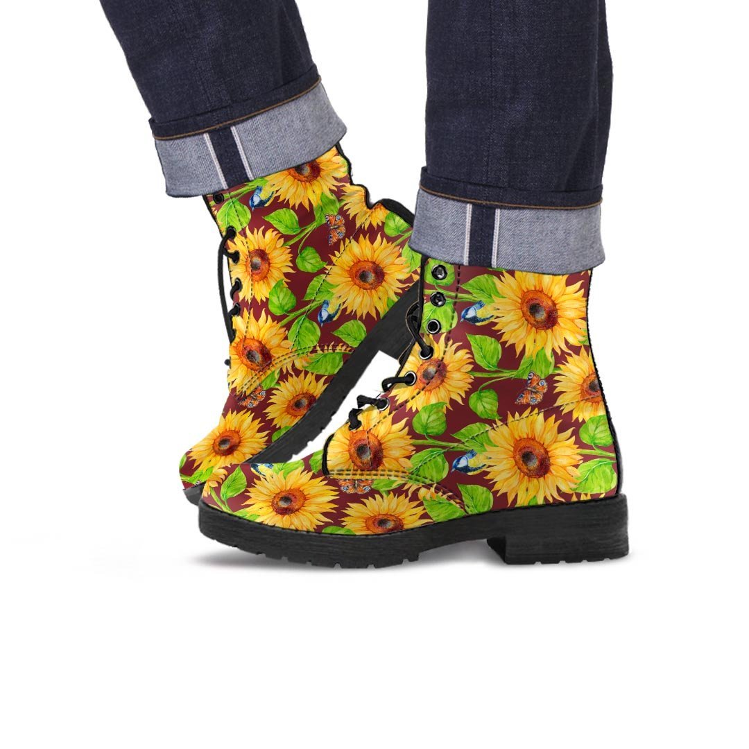 Sunflower With Bird And Butterfly Men's Boots-grizzshop