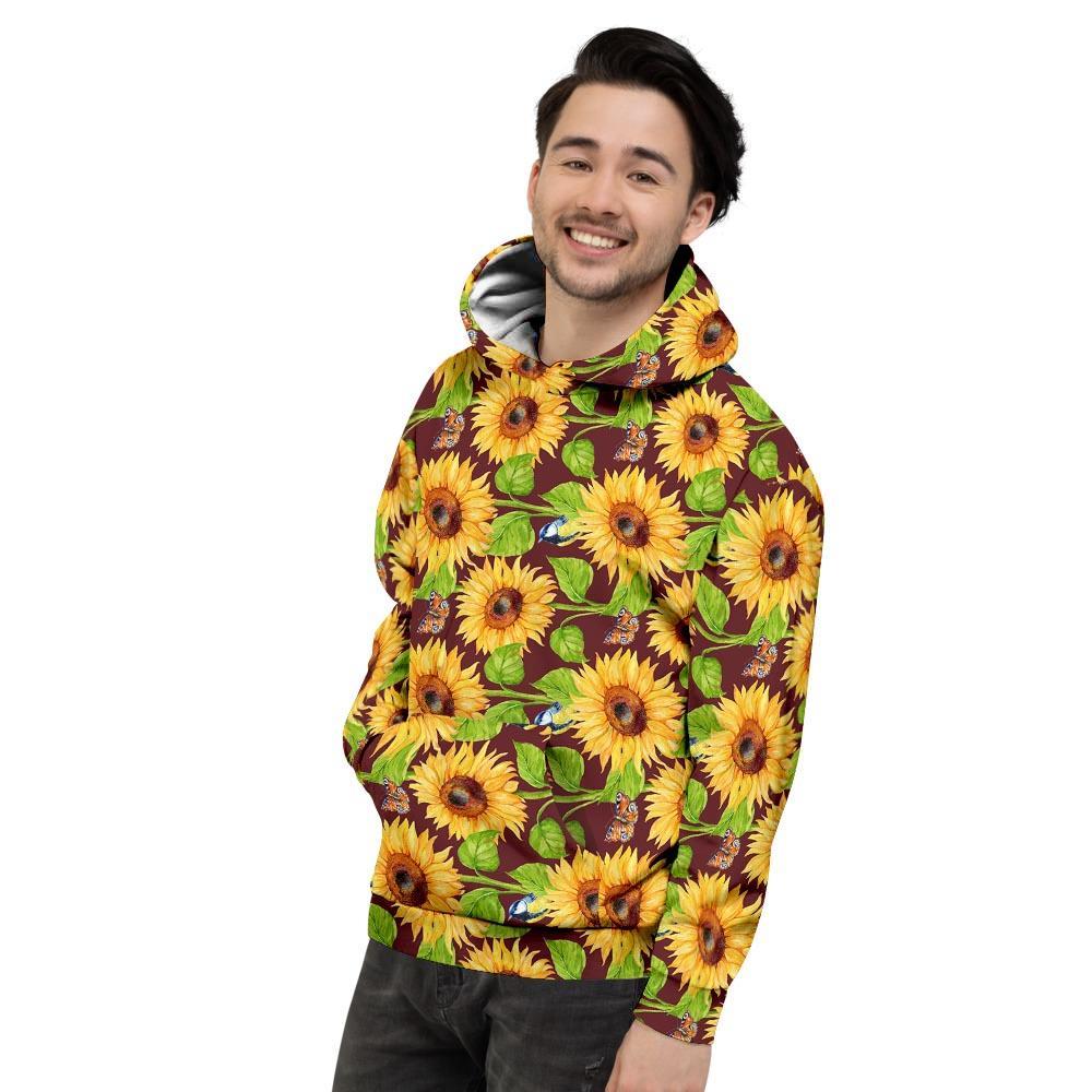Sunflower With Bird And Butterfly Men's Hoodie-grizzshop