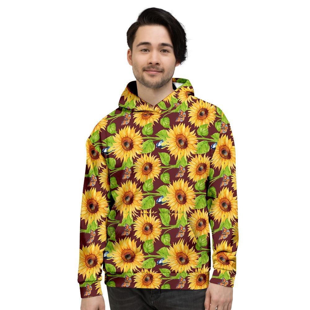 Sunflower With Bird And Butterfly Men's Hoodie-grizzshop