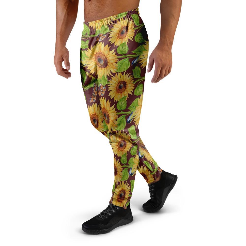 Sunflower With Bird And Butterfly Men's Joggers-grizzshop