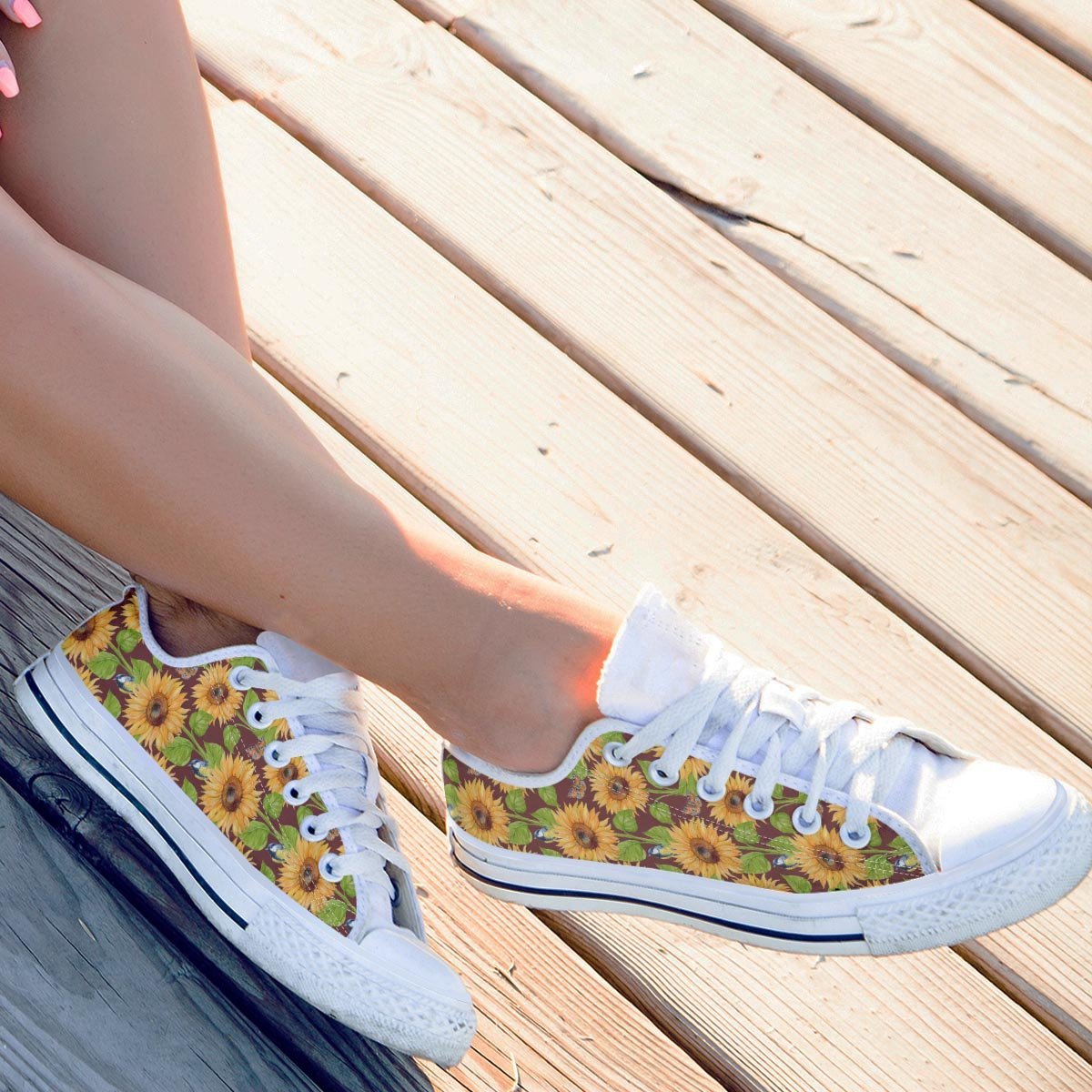 Sunflower With Bird And Butterfly Men's Low Top Shoes-grizzshop