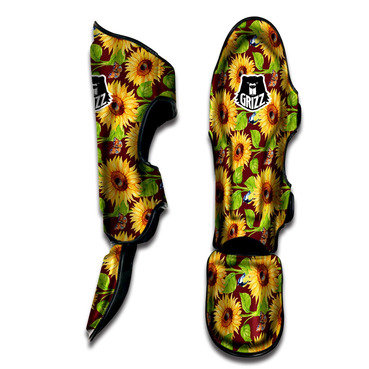 Sunflower With Bird And Butterfly Muay Thai Shin Guard-grizzshop