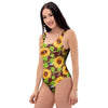 Sunflower With Bird And Butterfly One Piece Swimsuite-grizzshop