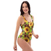 Sunflower With Bird And Butterfly One Piece Swimsuite-grizzshop