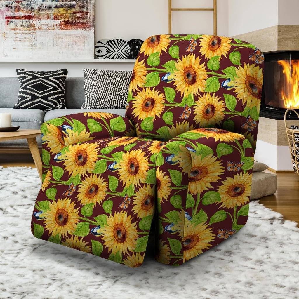 Sunflower With Bird And Butterfly Recliner Cover-grizzshop