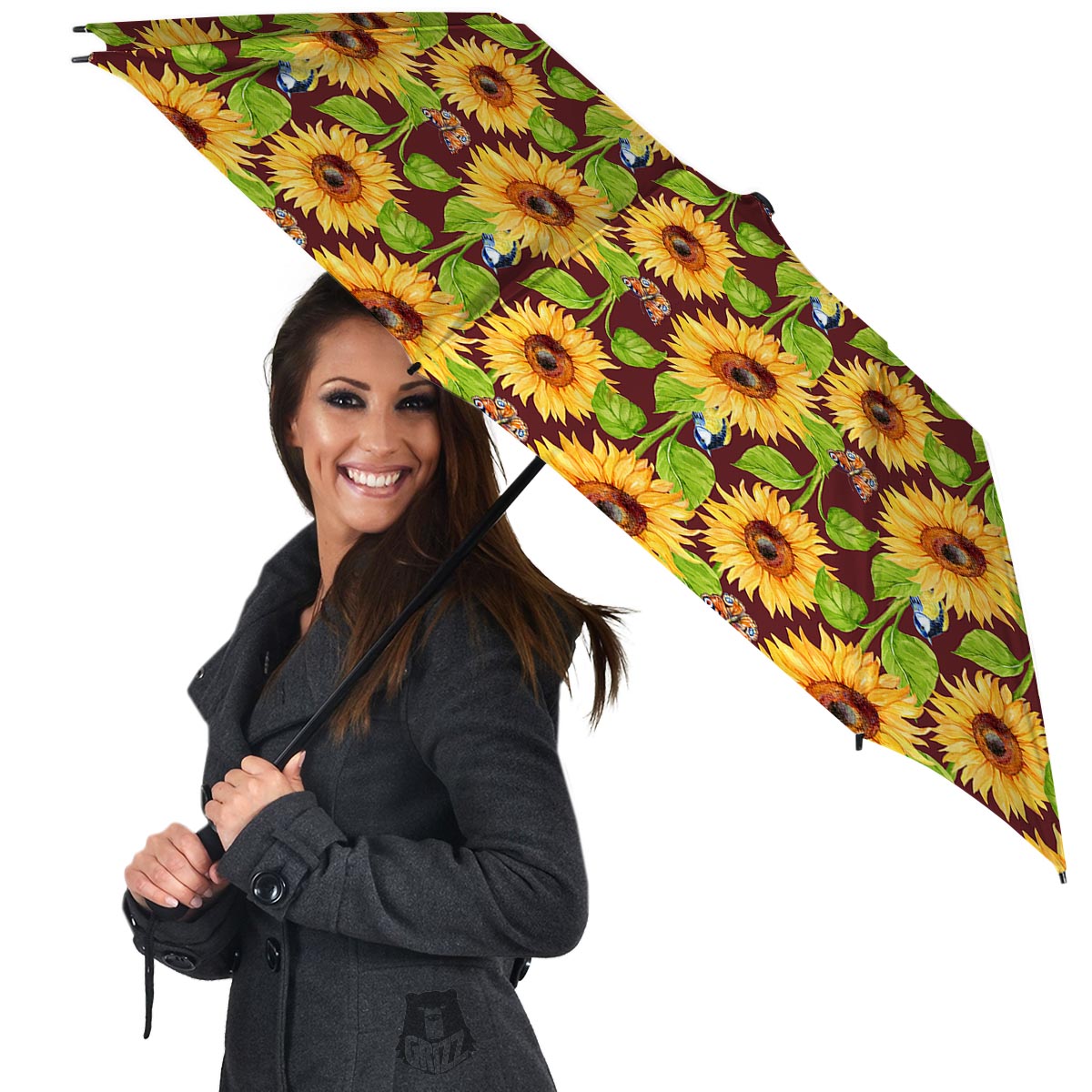 Sunflower With Bird And Butterfly Umbrella-grizzshop