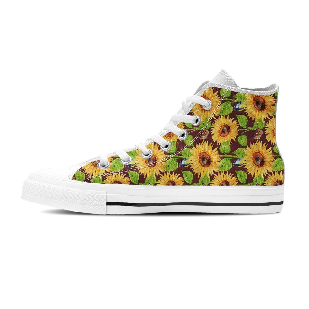 Sunflower With Bird And Butterfly Women's High Top Shoes-grizzshop