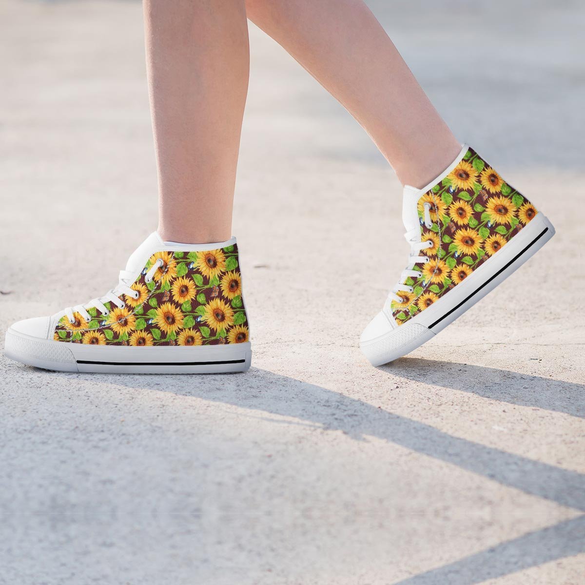 Sunflower With Bird And Butterfly Women's High Top Shoes-grizzshop