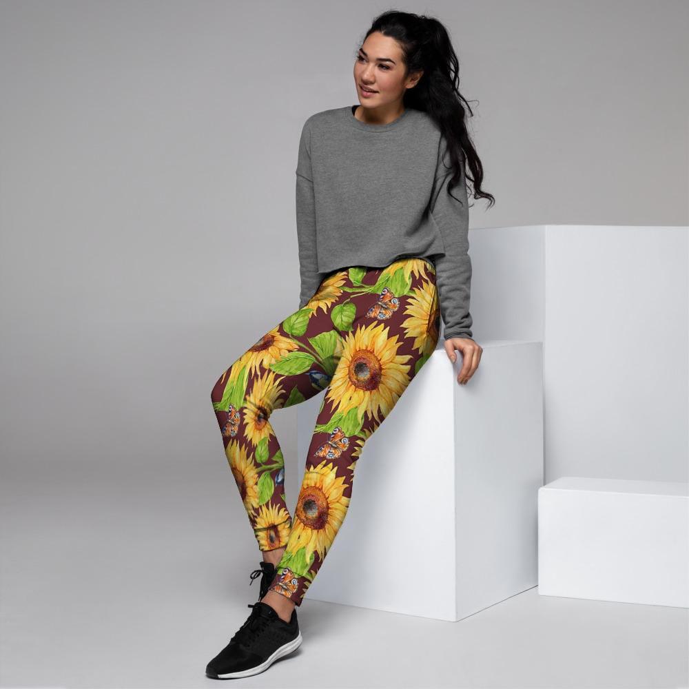 Sunflower With Bird And Butterfly Women's Joggers-grizzshop