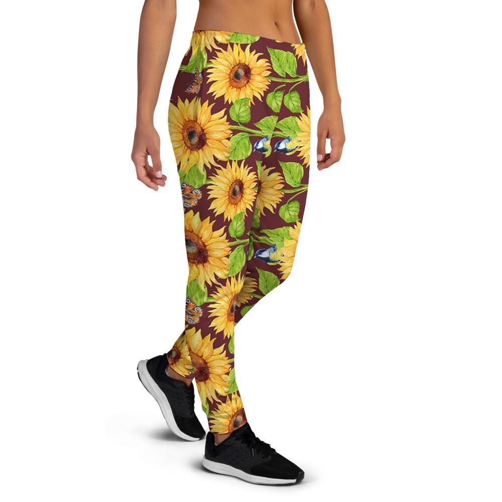 Sunflower With Bird And Butterfly Women's Joggers-grizzshop