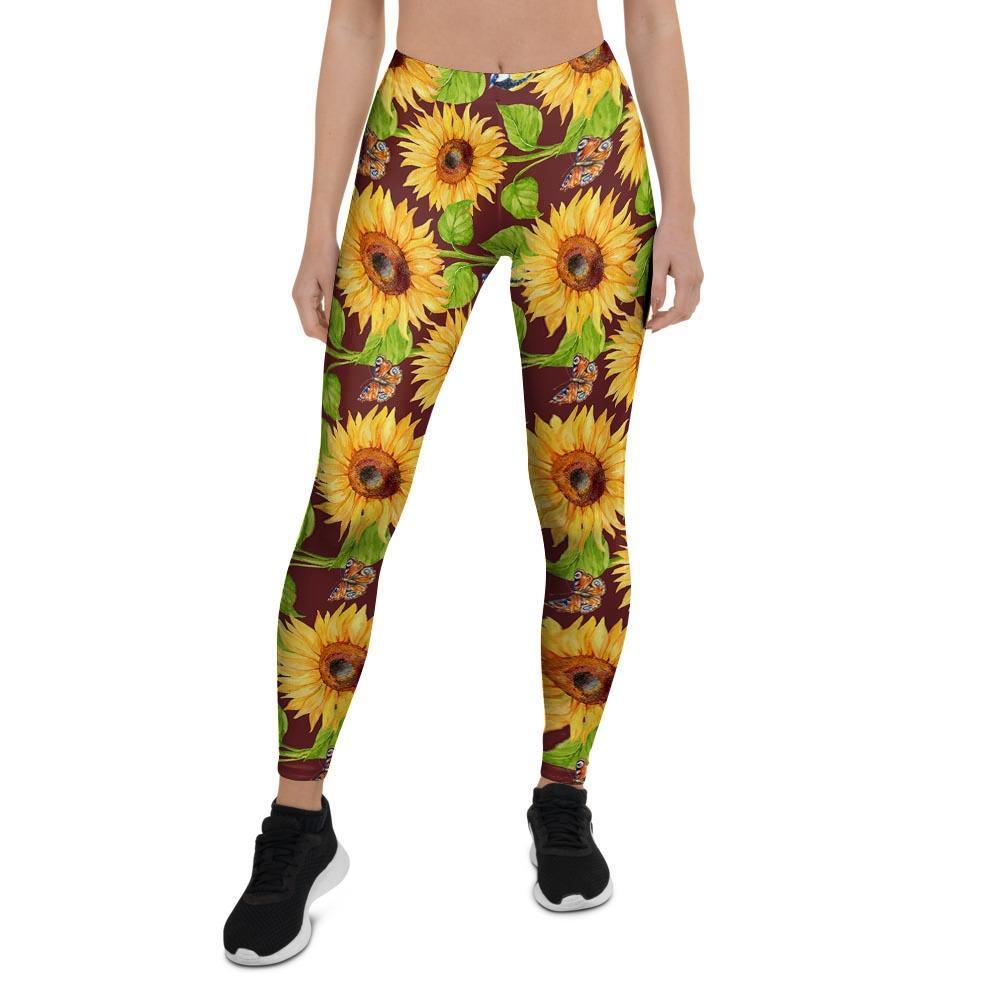 Sunflower With Bird And Butterfly Women's Leggings-grizzshop