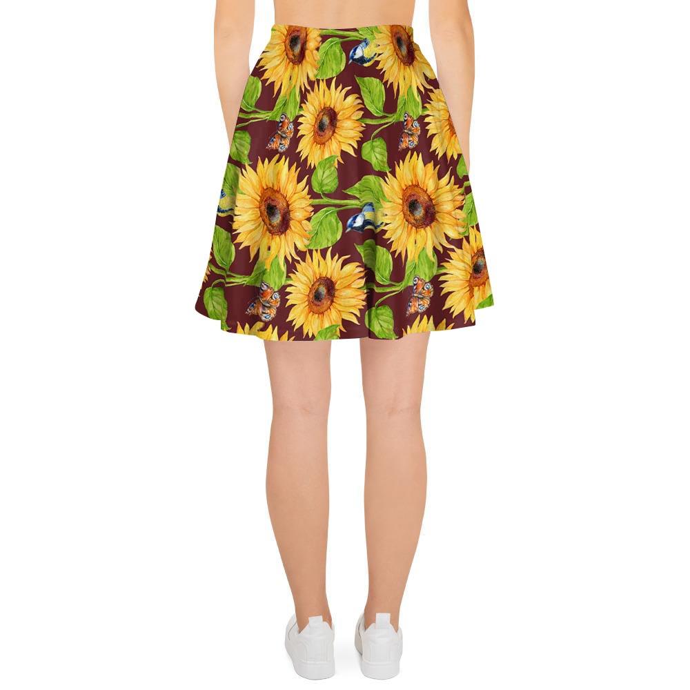 Sunflower With Bird And Butterfly Women's Skirt-grizzshop