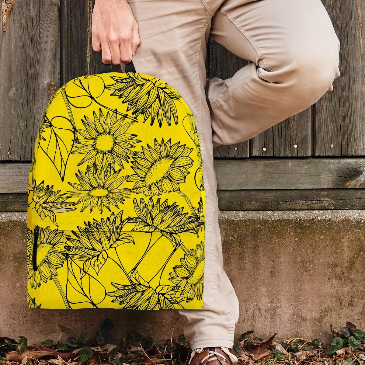 Sunflower Yellow Print Backpack-grizzshop