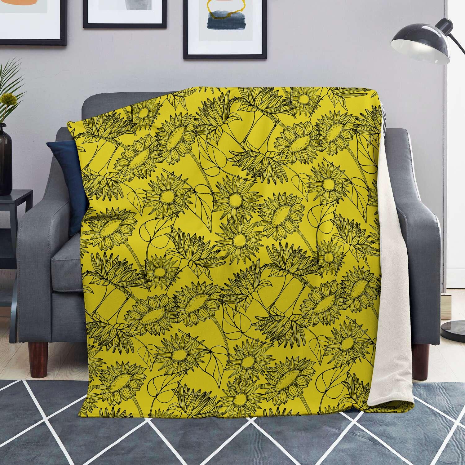 Sunflower Yellow Print Blanket-grizzshop