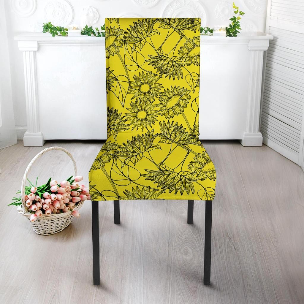 Sunflower Yellow Print Chair Cover-grizzshop